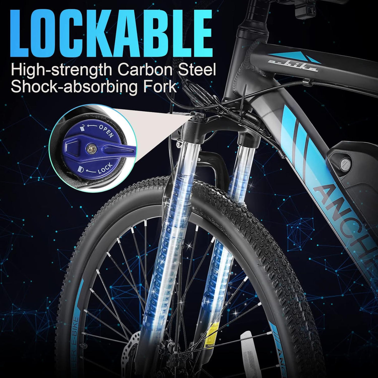 Bicicleta eléctrica ANCCHER 750W, 60 millas, 48V, montaña 27.5