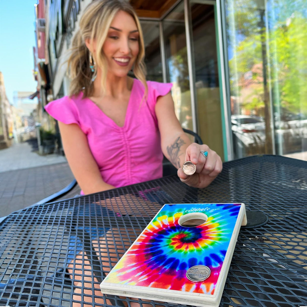 Juego de Mesa Coin Bouncing Party | Cornhole Viaje | Solo Tablero