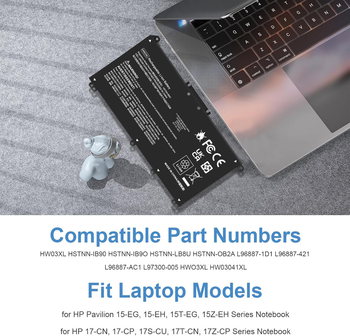 Batería Laptop HW03XL L97300-005 41.04Wh para Pavilion 15/17