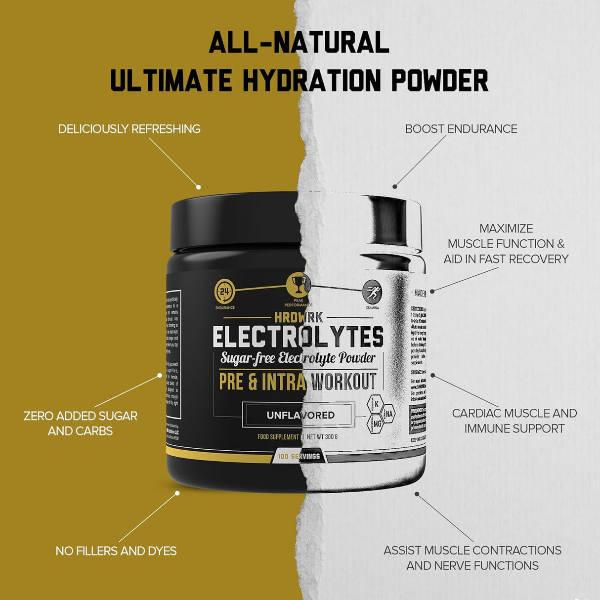 Electrolitos Polvo Keto Hidratación Sin Azúcar HRDWRK