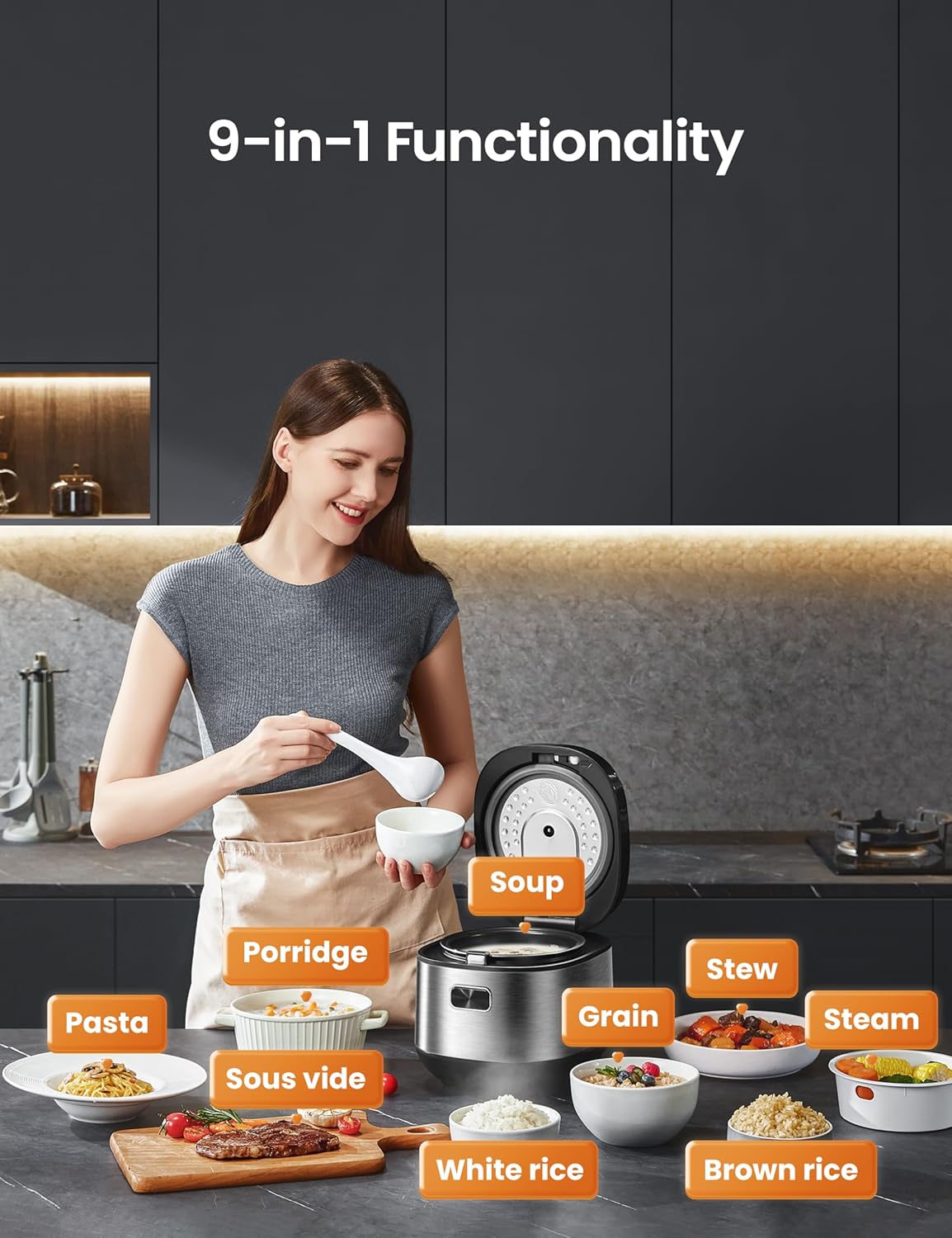 Arrocera COMFEE 9 en 1, Cocción Rápida y Tecnología Fuzzy Logic