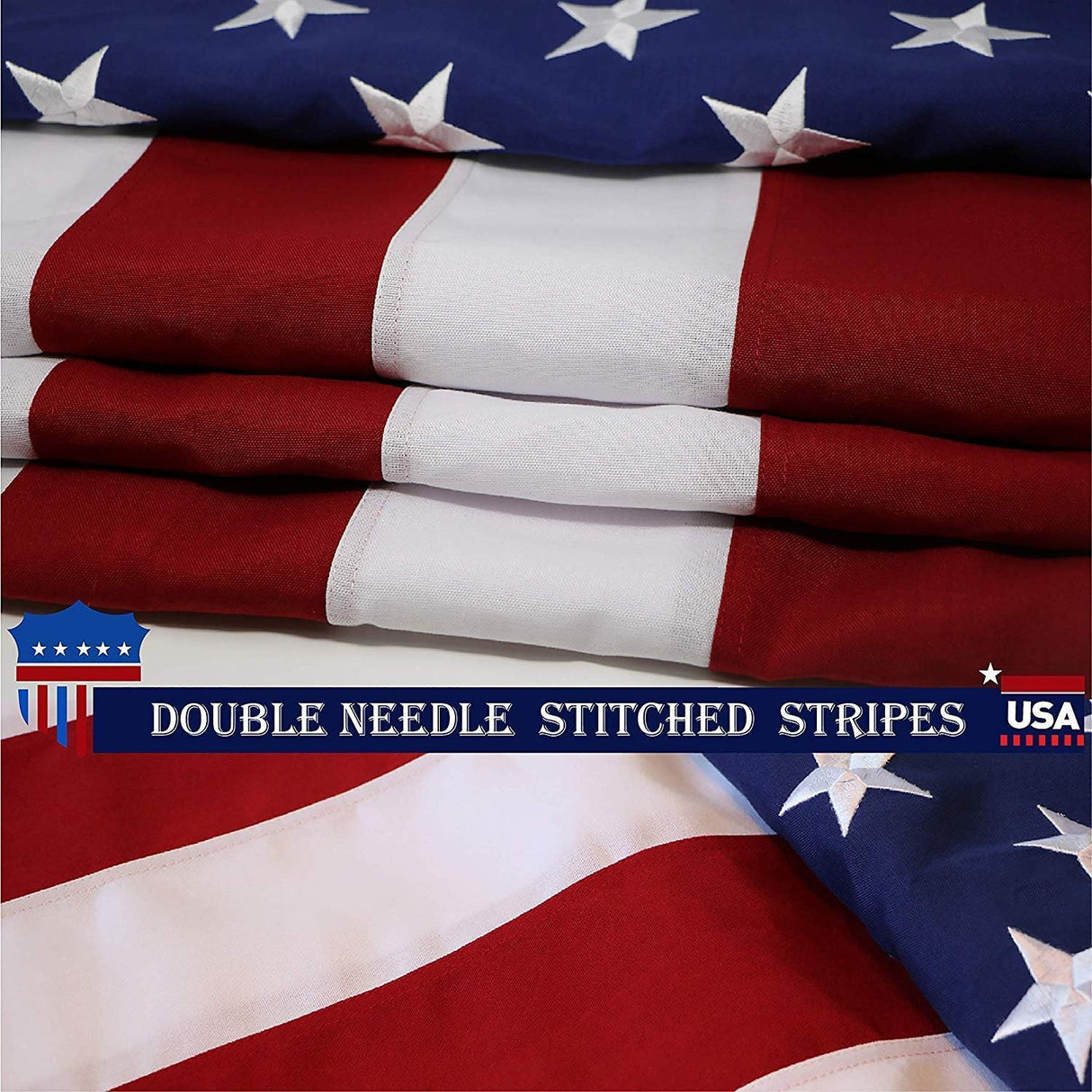 G128 - Bandera de Estados Unidos con estrellas bordadas y rayas cosidas, ojales de latón