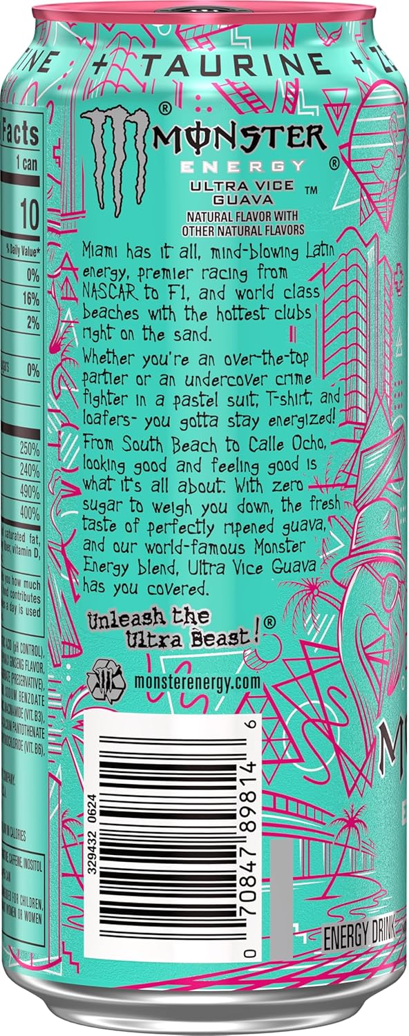 Bebida Energética Monster Energy Ultra Vice Guava Sin Azúcar 16oz