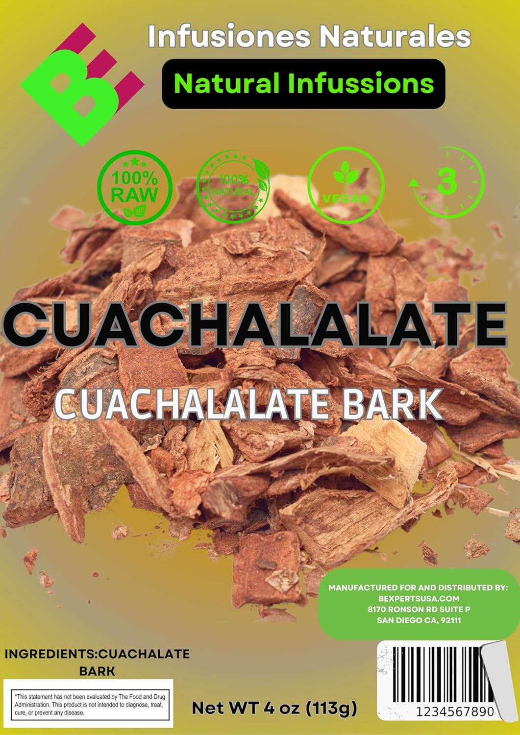 Té Herbal Cuachalalate 4 oz B-Experts 100% Natural Sin GMO