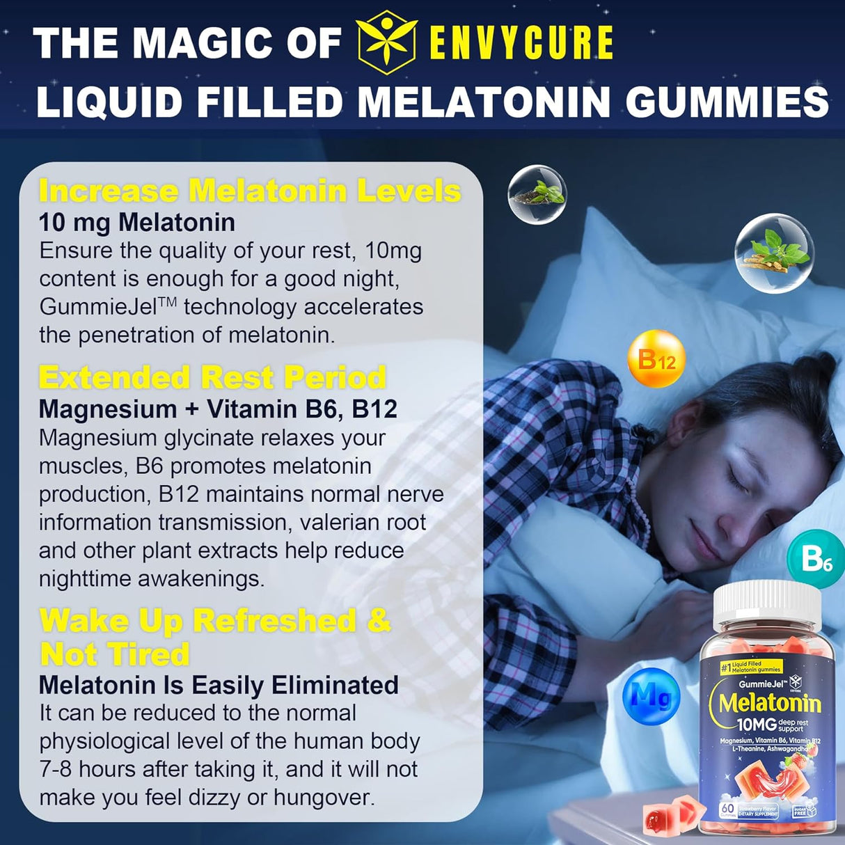 Gomitas de melatonina sin azúcar, 10 mg 20 mg con glicinato