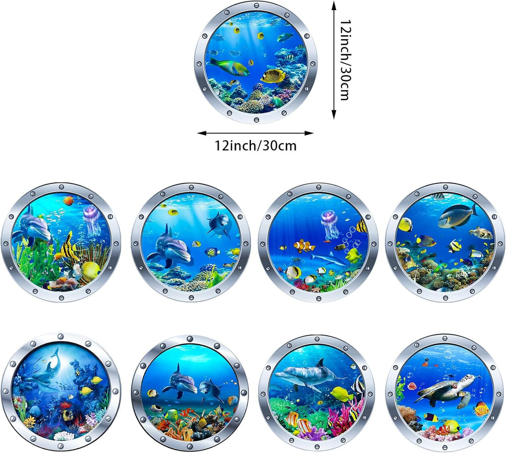9 Piezas Stickers de Pared Ocean World, Vinilo Adhesivo 3D
