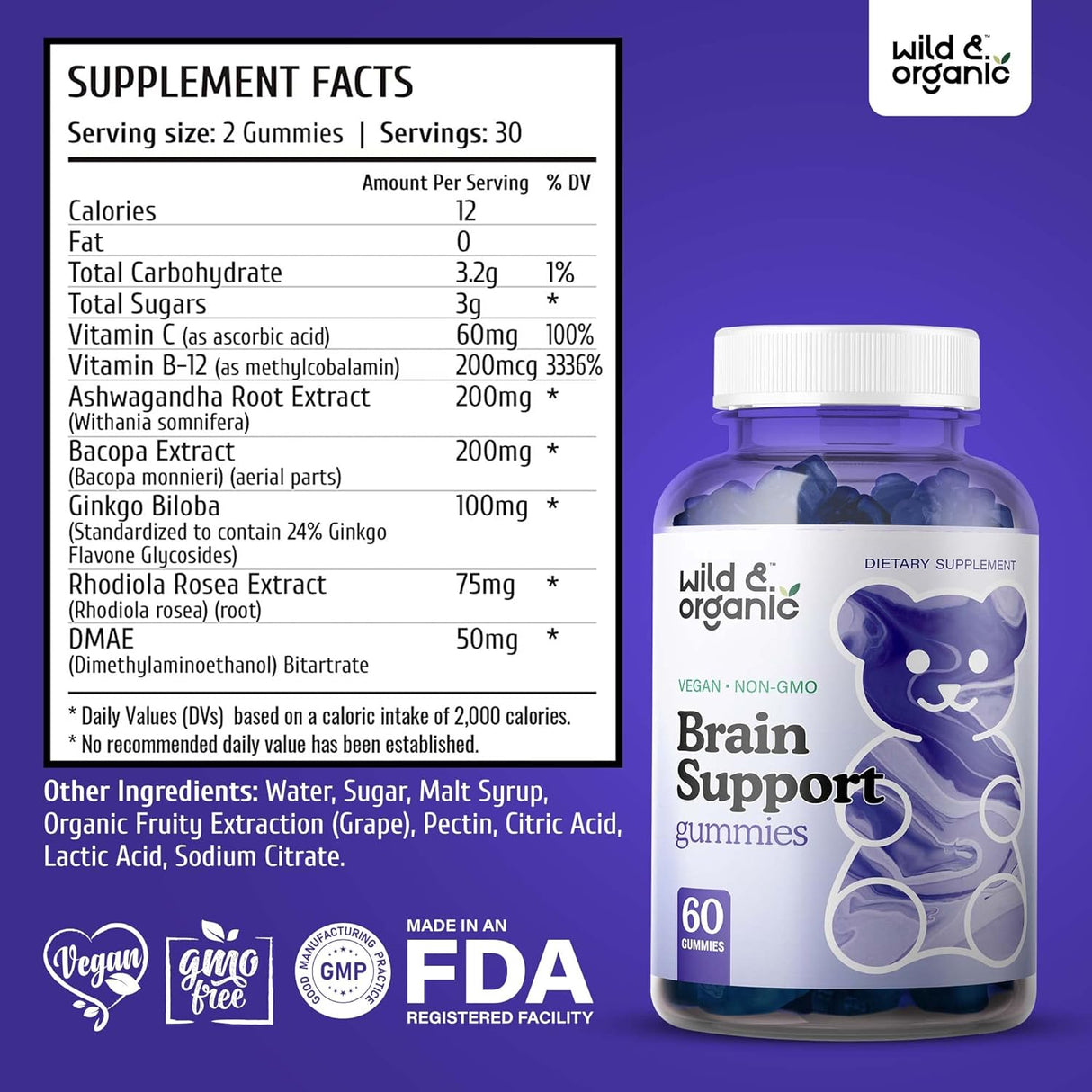 Suplemento Organic Gomitas potenciadoras del cerebro 60 und