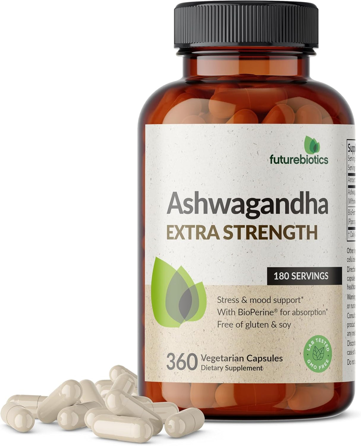Suplemento de Ashwagandha Futurebiotics 360 Cápsulas Vegetarianas
