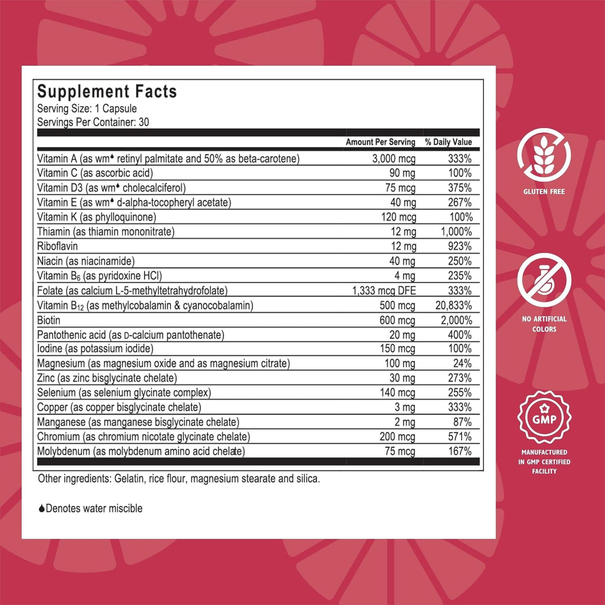Multivitamínico CelebrateONE, Hierro Libre, 30 Cápsulas