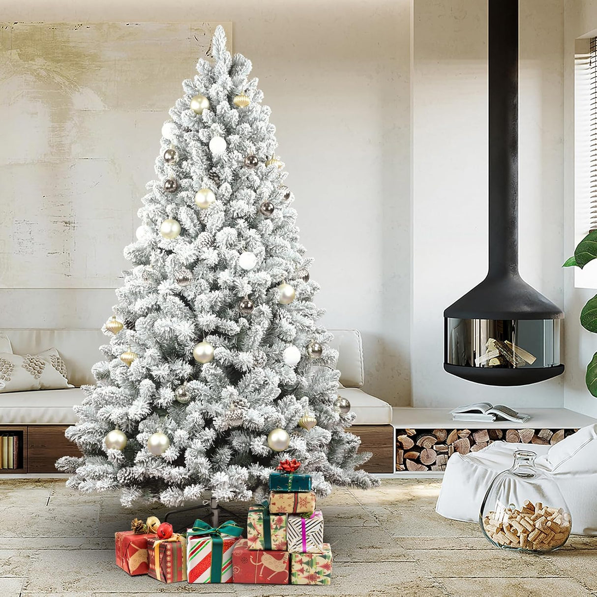Árbol de Navidad Artificial 5FT Maylaviu, 600 Ramas, Base Metálica