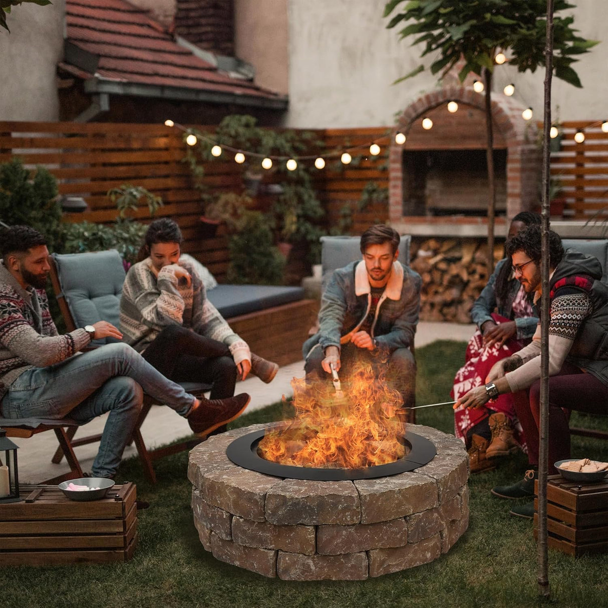 Anillo de fuego ahumador redondo 28" para exteriores