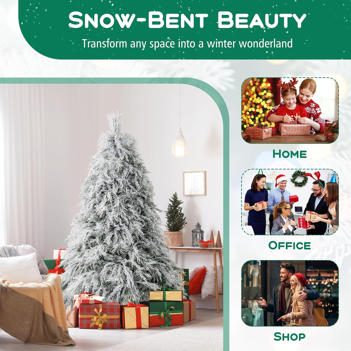 Árbol de Navidad Artificial HAPPYGRILL 6 FT, 250 luces LED