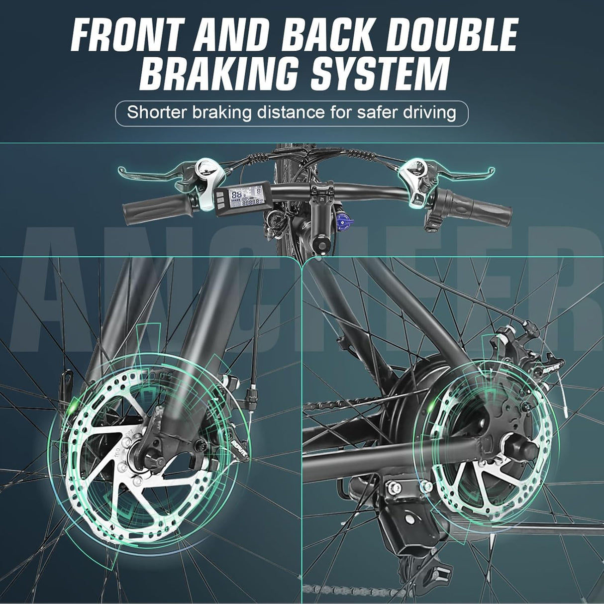 Bicicleta Eléctrica ANCHEER 500W, 21 Velocidades, Gladiator