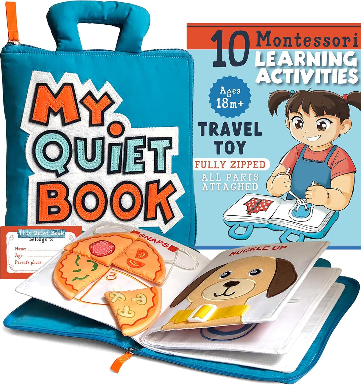 Libro Silencioso - Juguetes de Viaje para Niños, 10 Actividades