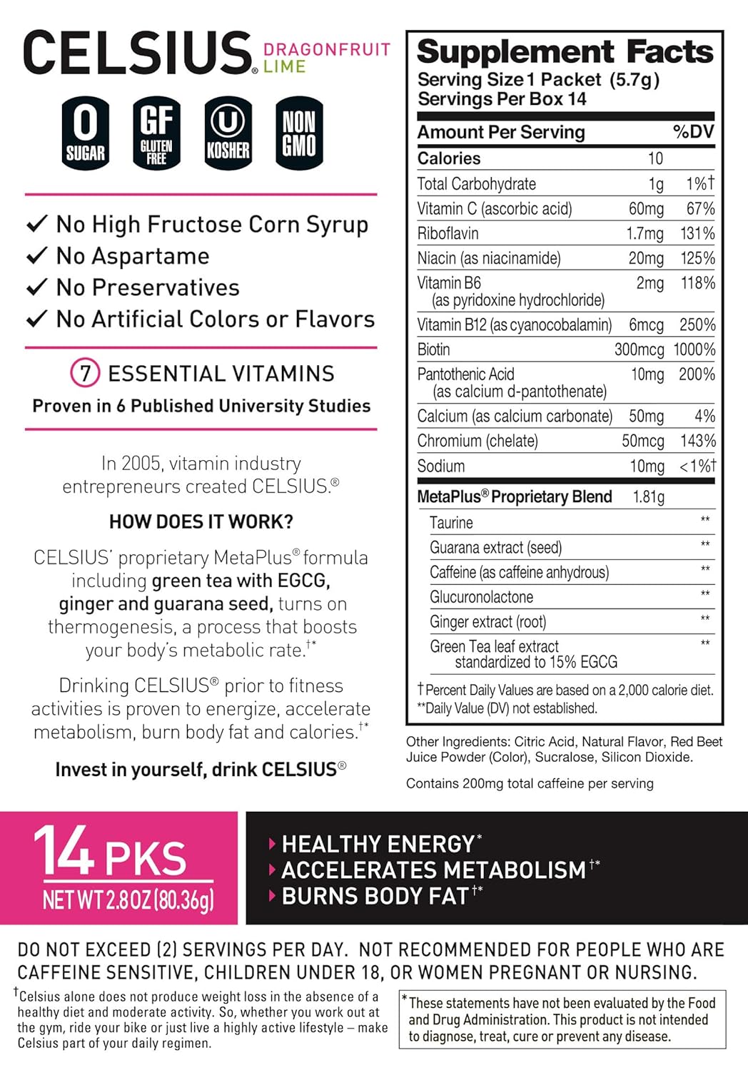 Suplemento CELSIUS Barra de polvo sobre la marcha 28 piezas