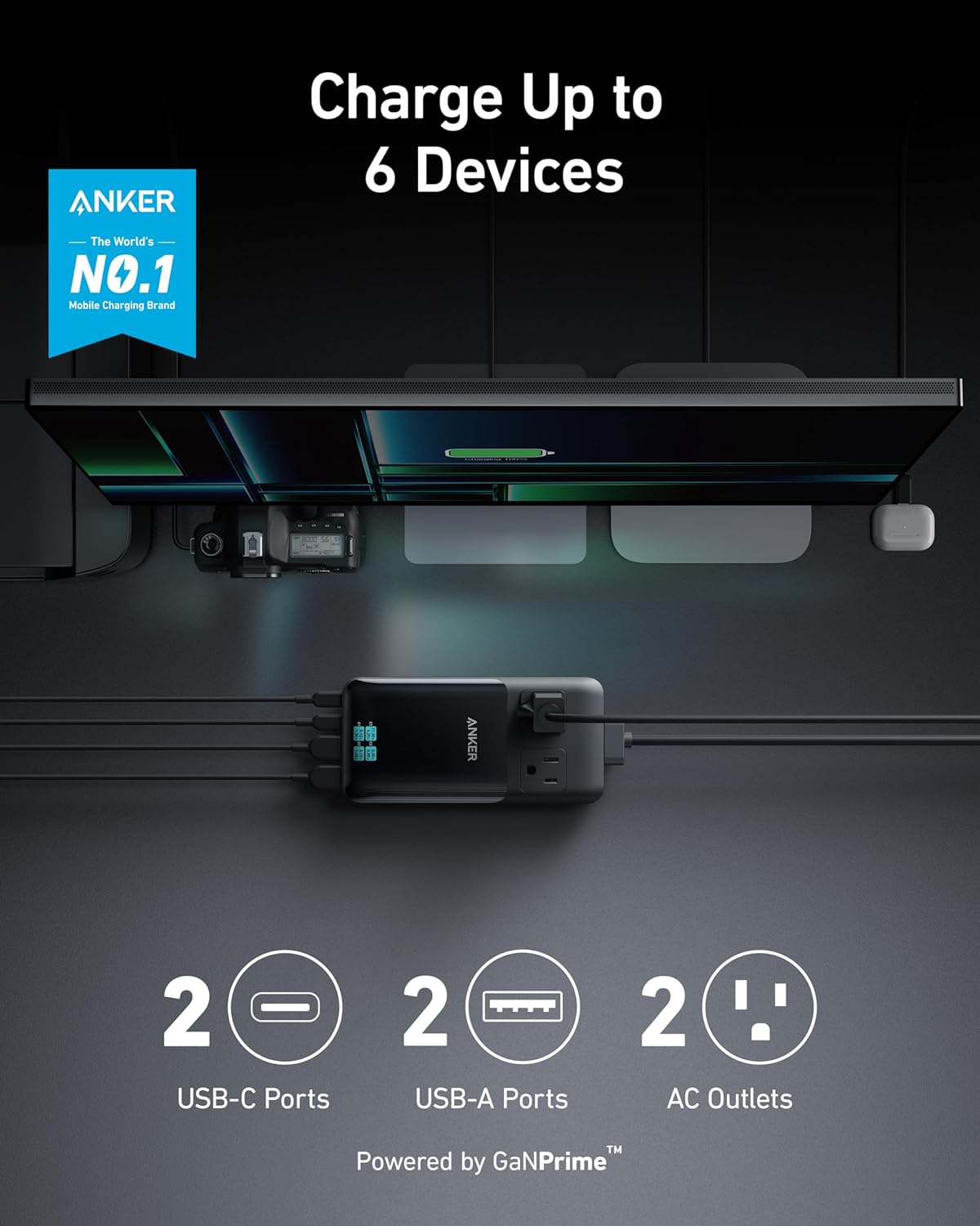 Estación de carga USB C 6 en 1 regleta de alimentación