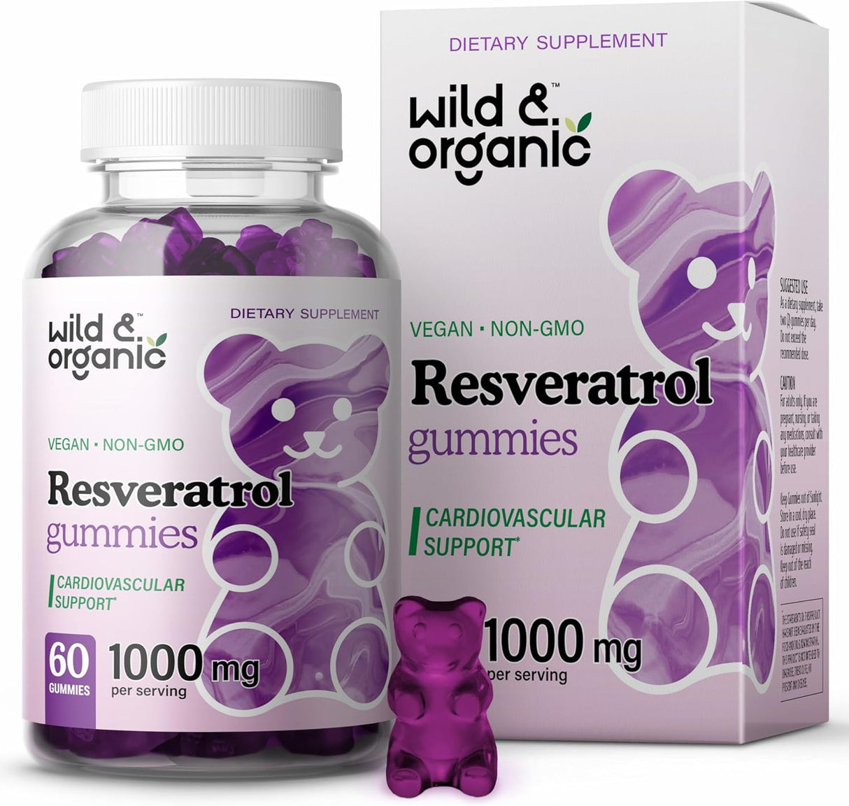 Suplemento Wild & Organic Gomitas de resveratrol 1000 mg 60