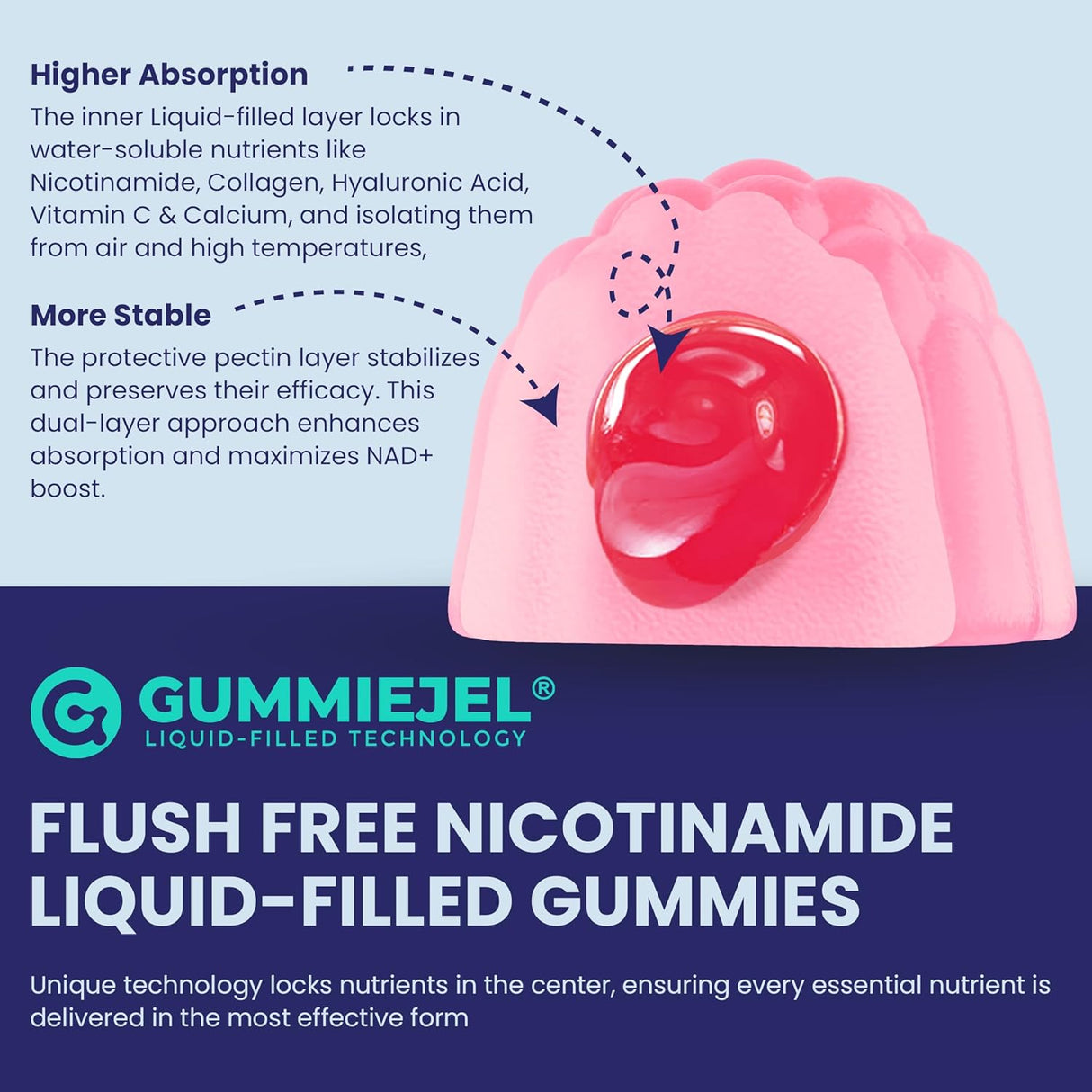 Gomitas Nicotinamida 500mg, Suplemento NAD+, 60 Unidades