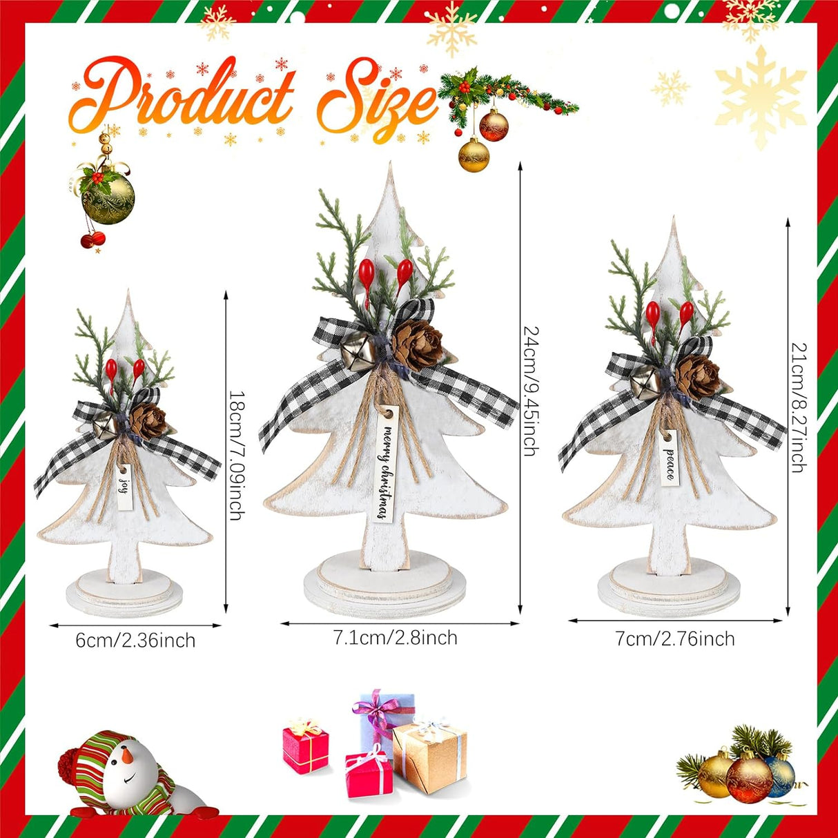 Árboles de Navidad de Madera Soaoo, Decoración Rústica, 3 Pcs