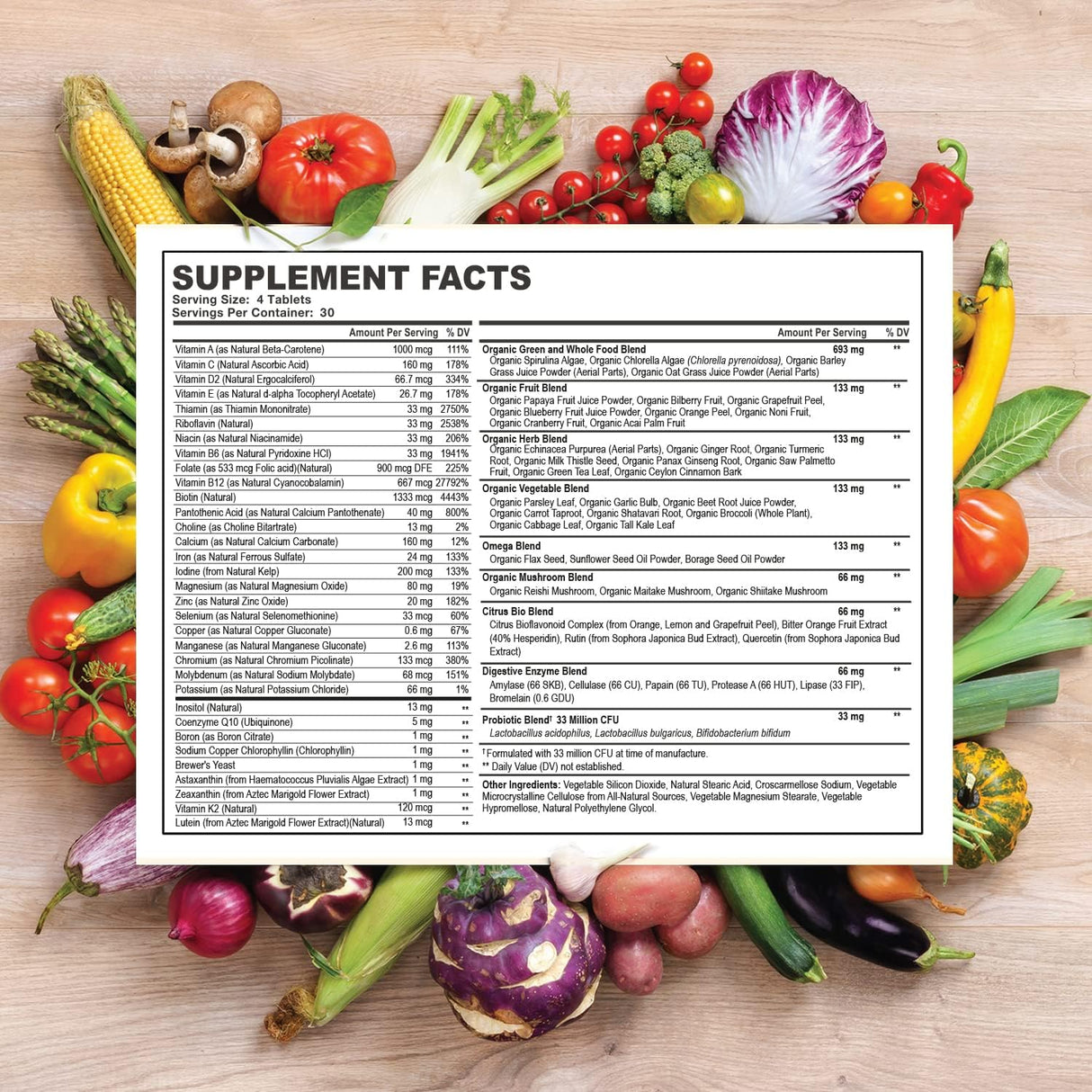 Multivitamínico de Alimentos Enteros para Hombres 120 Tab