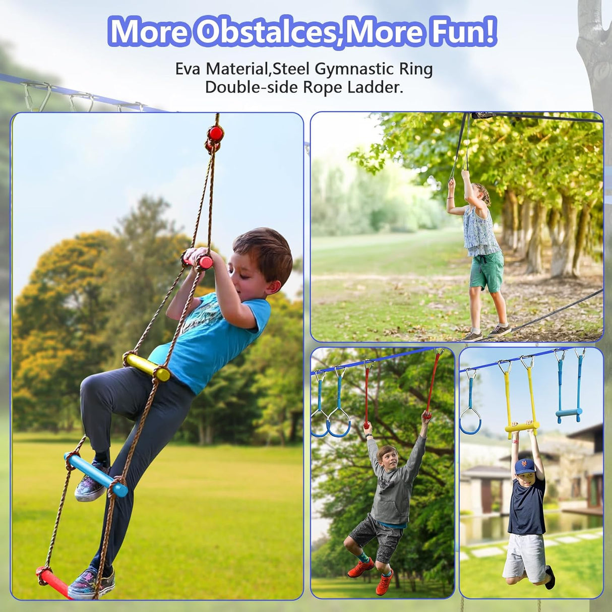 Curso de obstáculos Ninja para niños, con 11 accesorios, 56FT