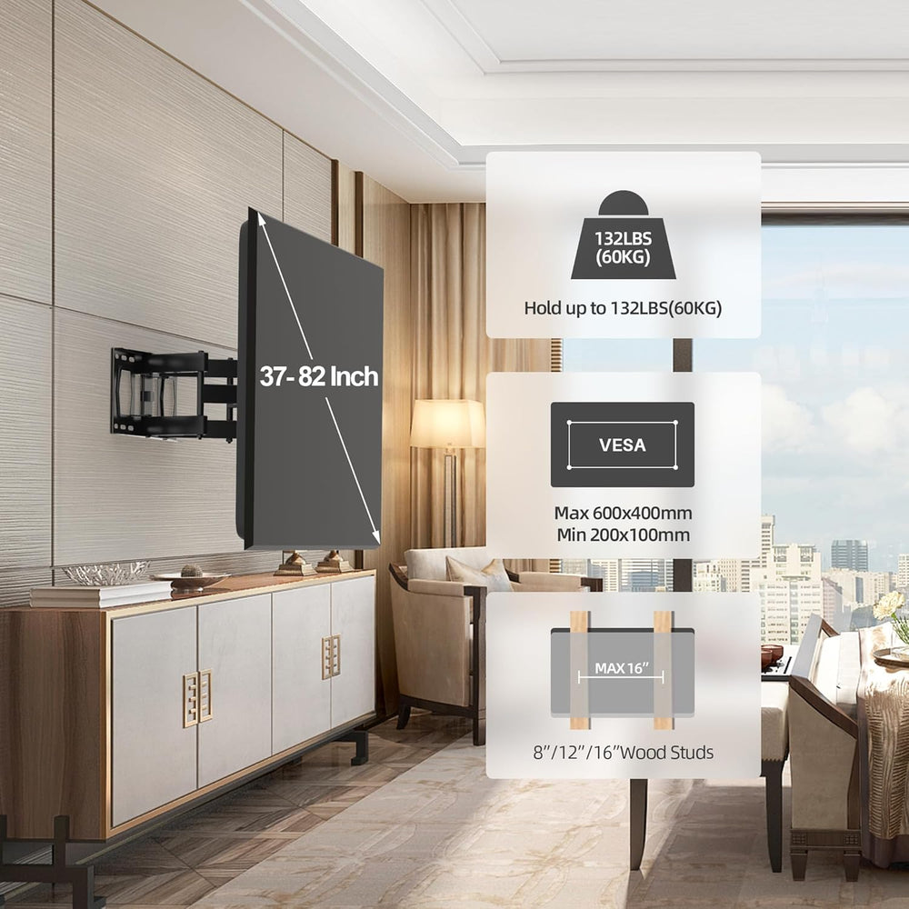 Soporte de TV USX, Articulado, 37-82, 132lbs, VESA 600x400