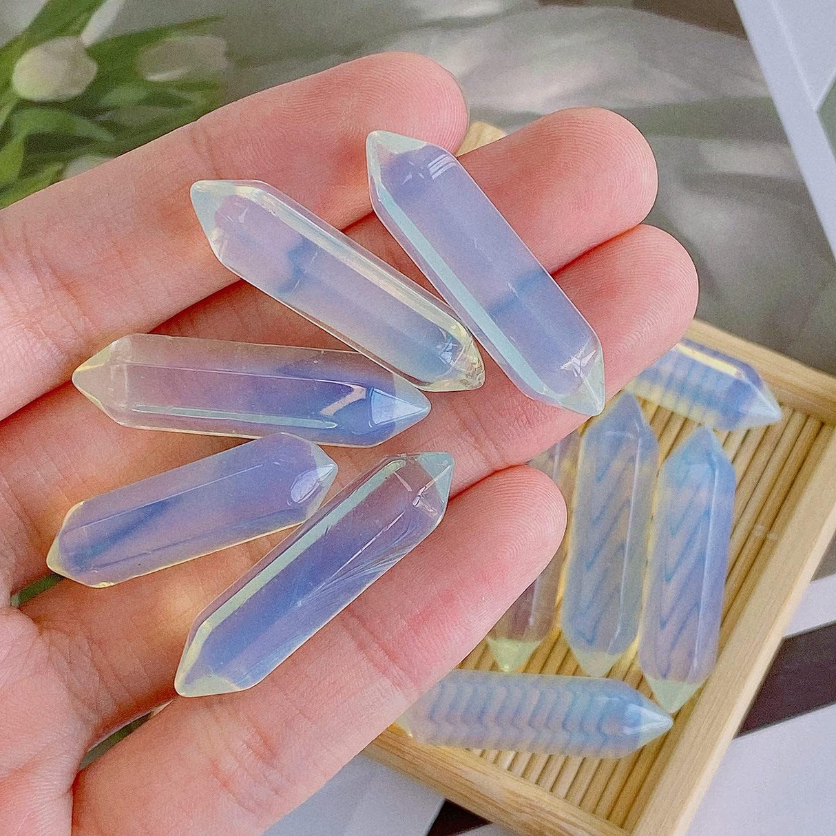 Varitas de Cristales de Opalita para Meditación y Reiki