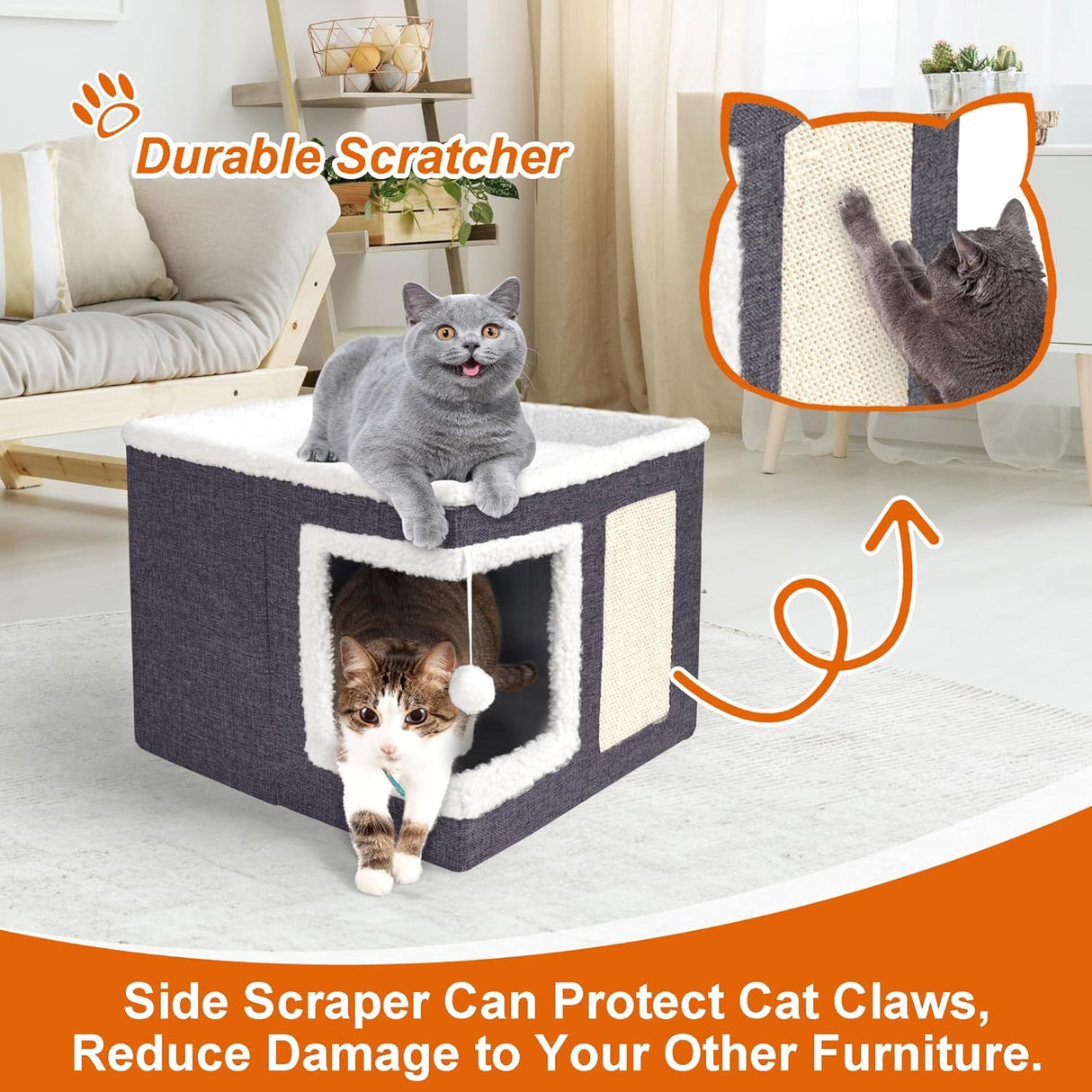 Casa para gatos grandes, marca desconocida, cama reversible, modelo