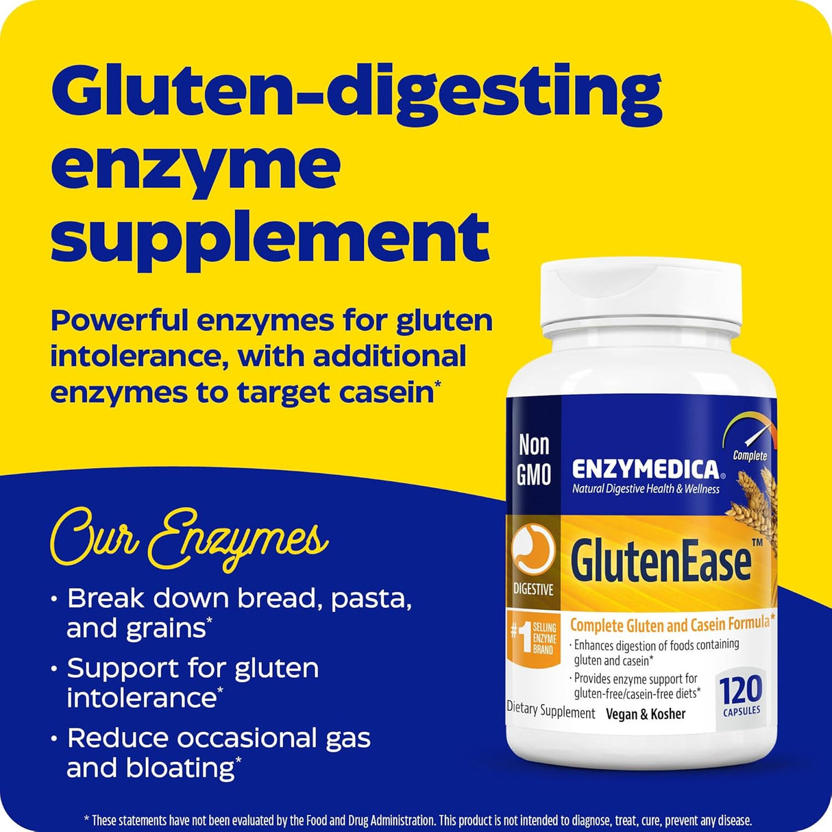 Suplemento Enzymedica Glutenease Cápsulas 120 und