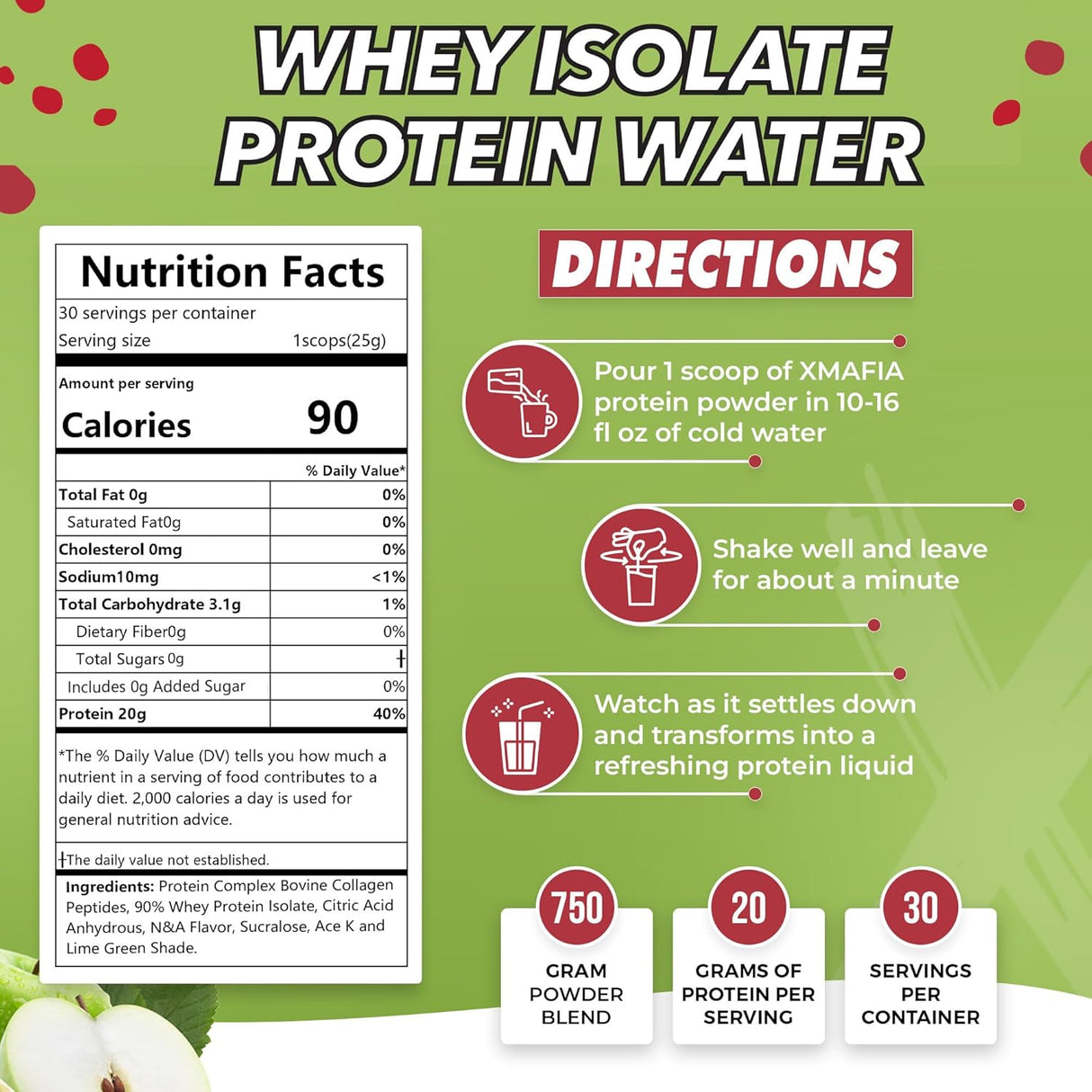 XMafia Proteína Líquida, 20g, 30 Serv, Hidratante, Iso Juice