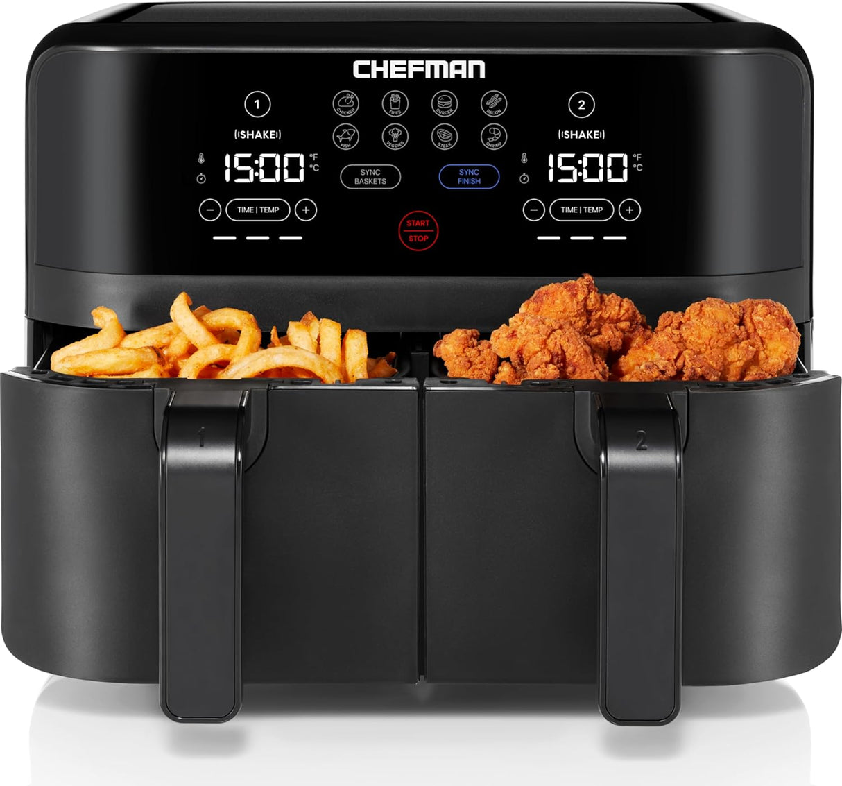 Freidora de aire Chefman TurboFry Touch, Doble capacidad.