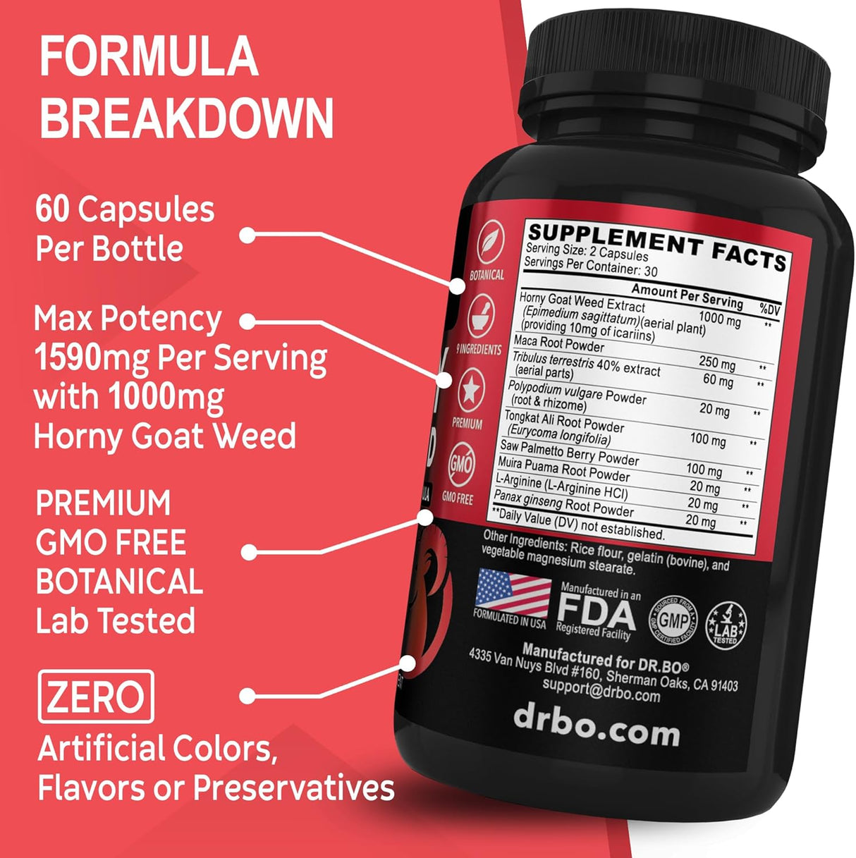 Horny Goat Weed Extra Max 1590mg - Male Enhancement & Stamina