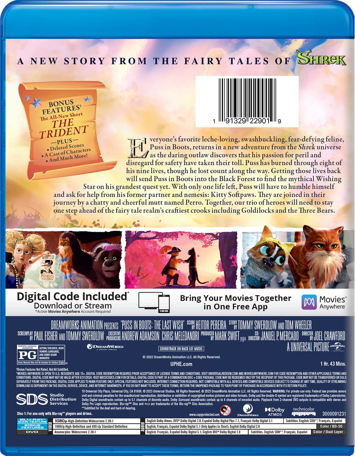 Puss in Boots: The Last Wish(Blu-Ray + DVD + Digital)