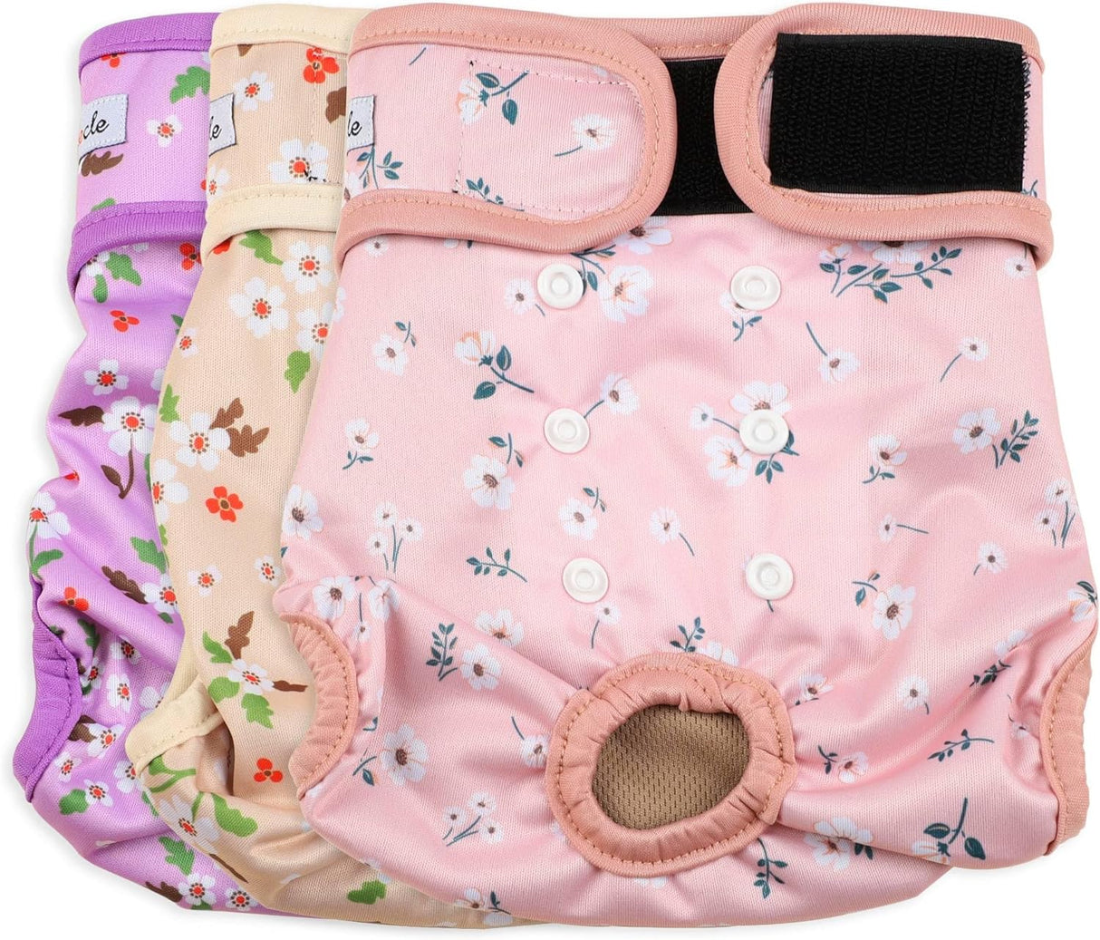 Grecle Pañales para perras – Broches ajustables de flores