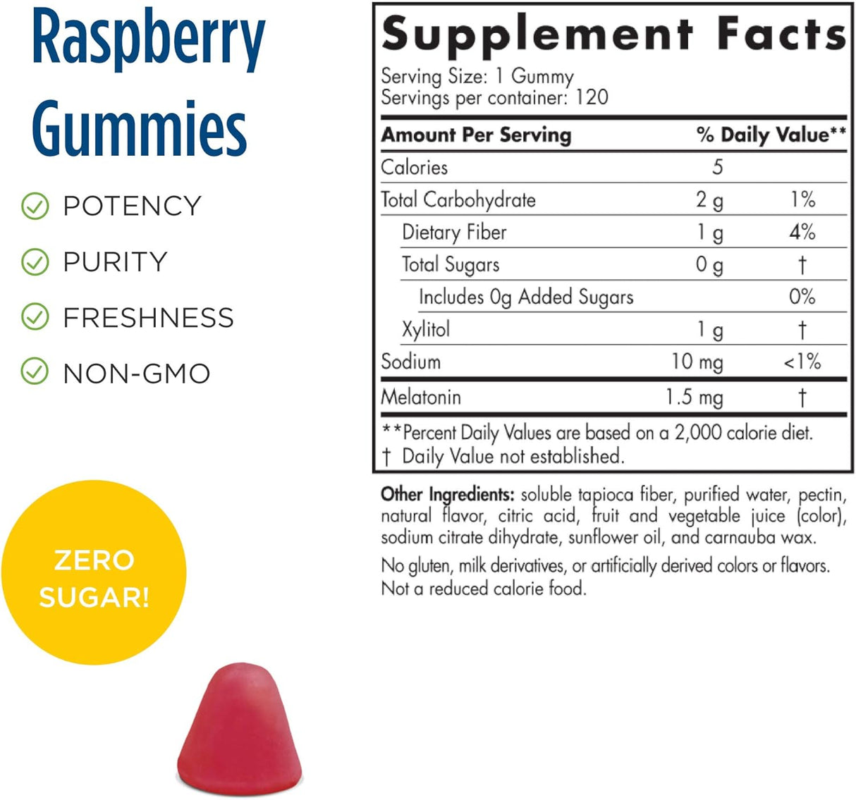 Nordic Naturals Gomitas de melatonina sin azúcar, frambuesa, 120 gomitas de 1.5 mg de melatonina, gran sabor, sueño reparador, soporte antioxidante, sin OMG, veganas, 120 porciones