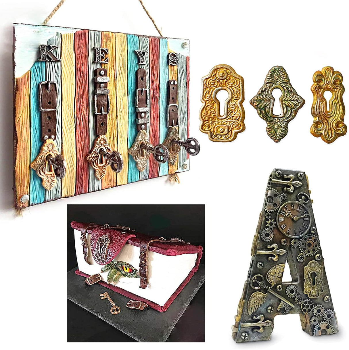 Moldes de arcilla polimérica vintage con agujero rosado