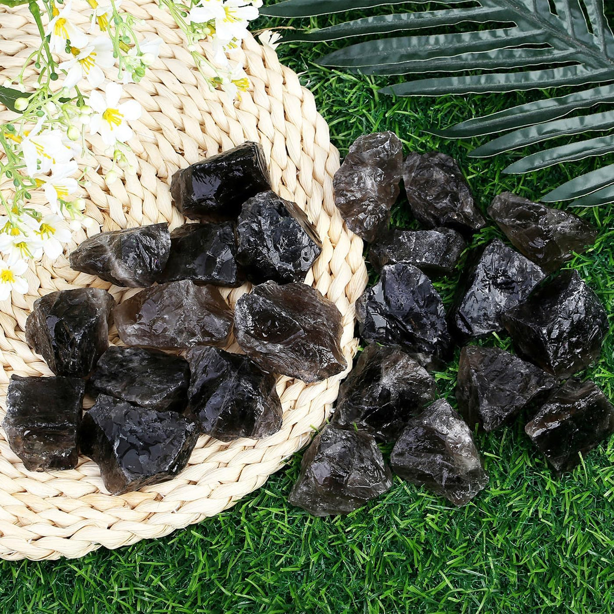 Cristales de cuarzo ahumado en bruto a granel, cristales grandes de cuarzo de 2 pulgadas y piedras para hacer rodar piedras preciosas para meditación, wicca, cabbing, rocas fuentes, envoltura de alambre, decoración, 4 piezas