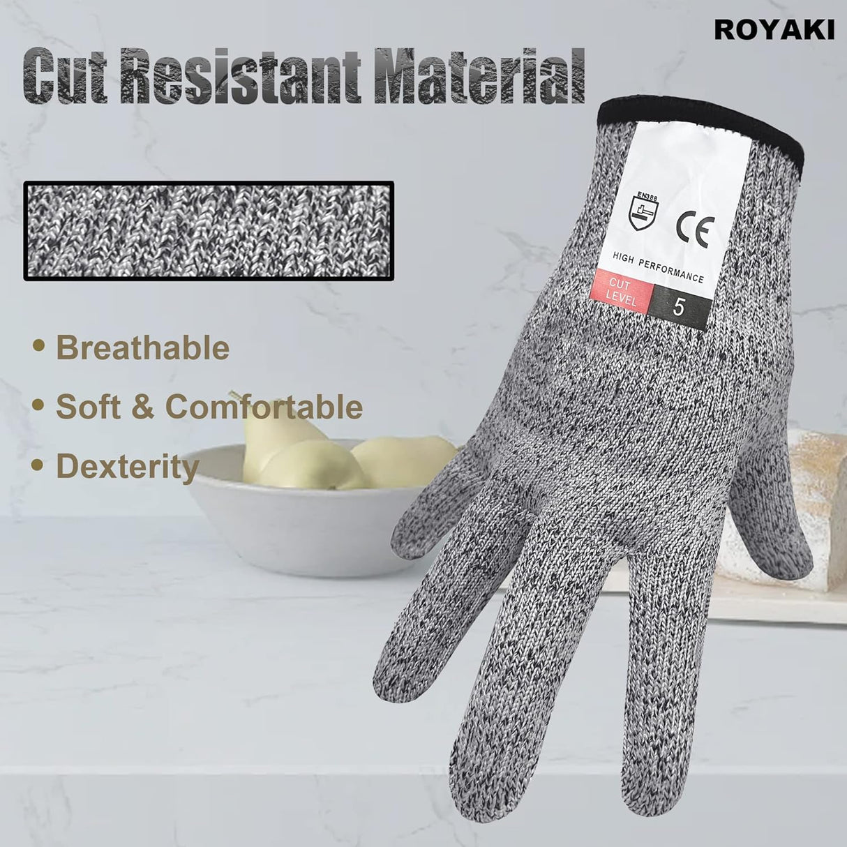 Par de guantes de seguridad para cocina nivel 5 anticortes