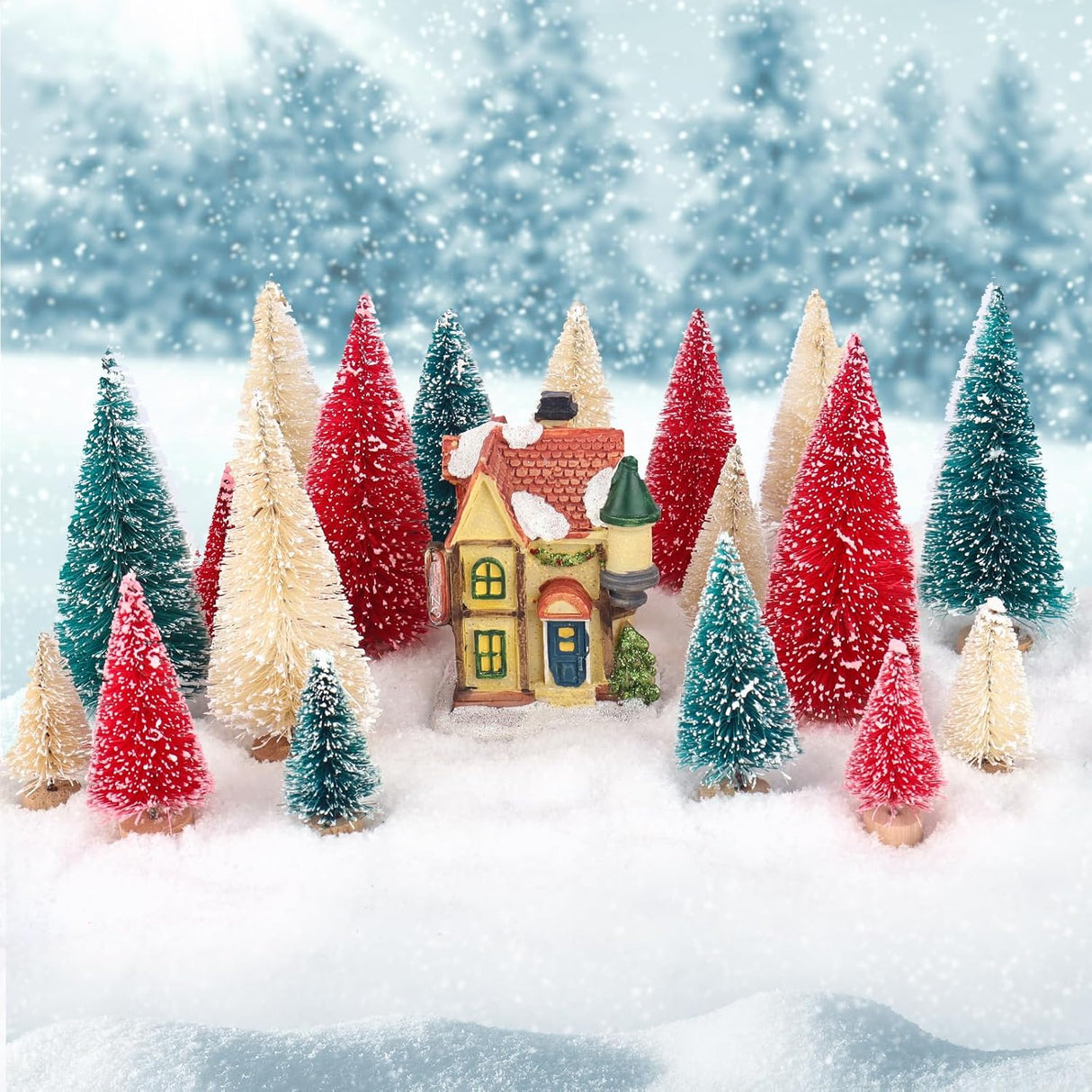 Mini Árboles de Navidad Artificiales 24 Pcs, Decoración Festiva