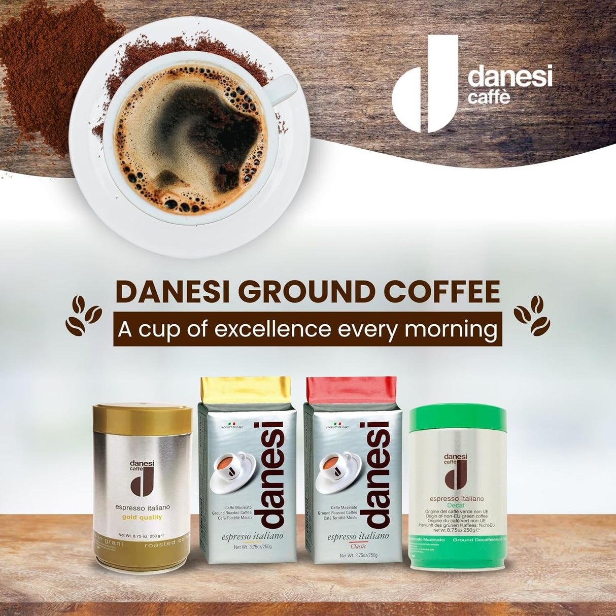 Café Espresso Molido Decaf Danesi Caffe - Tostado Medio 8.75oz