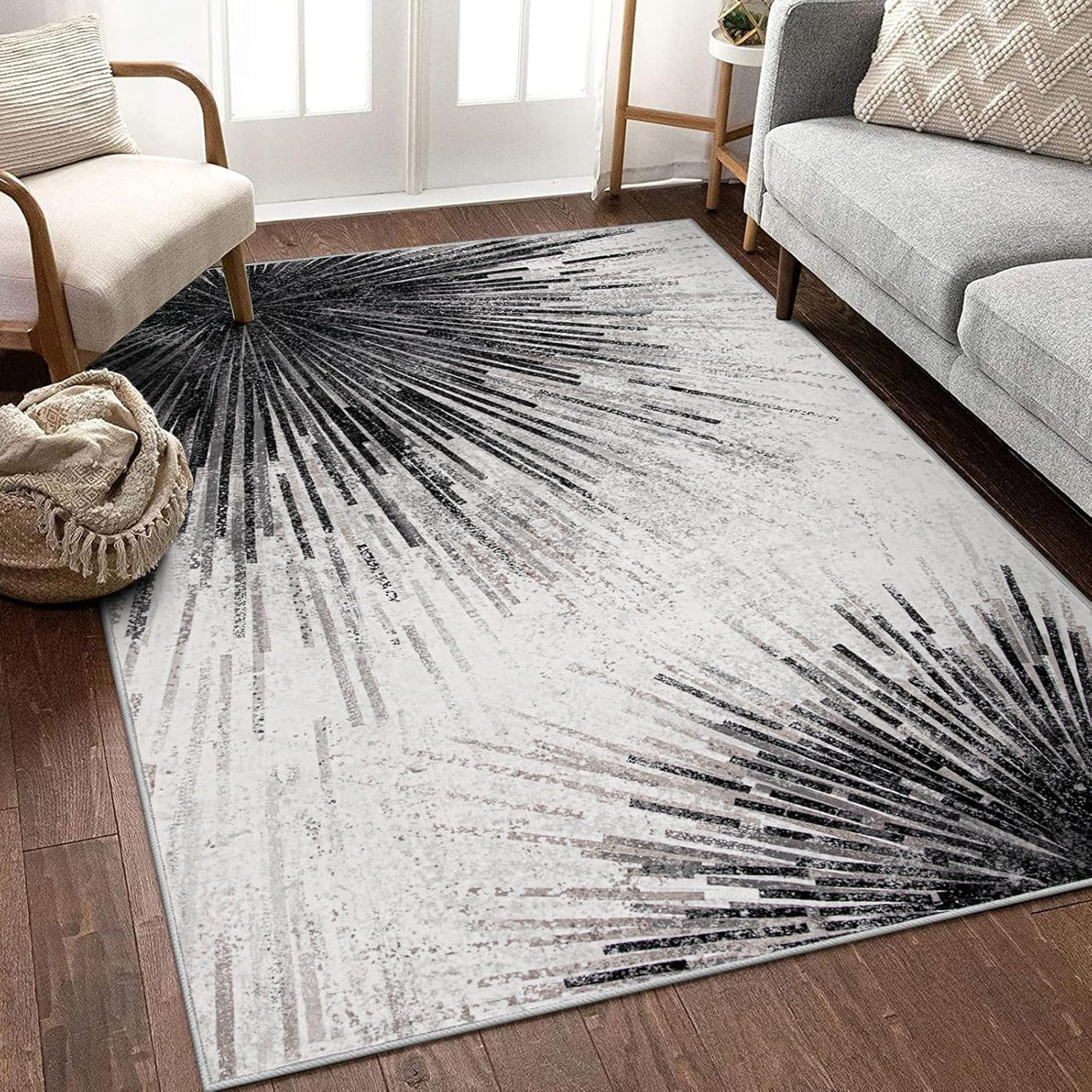 Tapete negro para sala y dormitorio, Negro /Gris Lahome