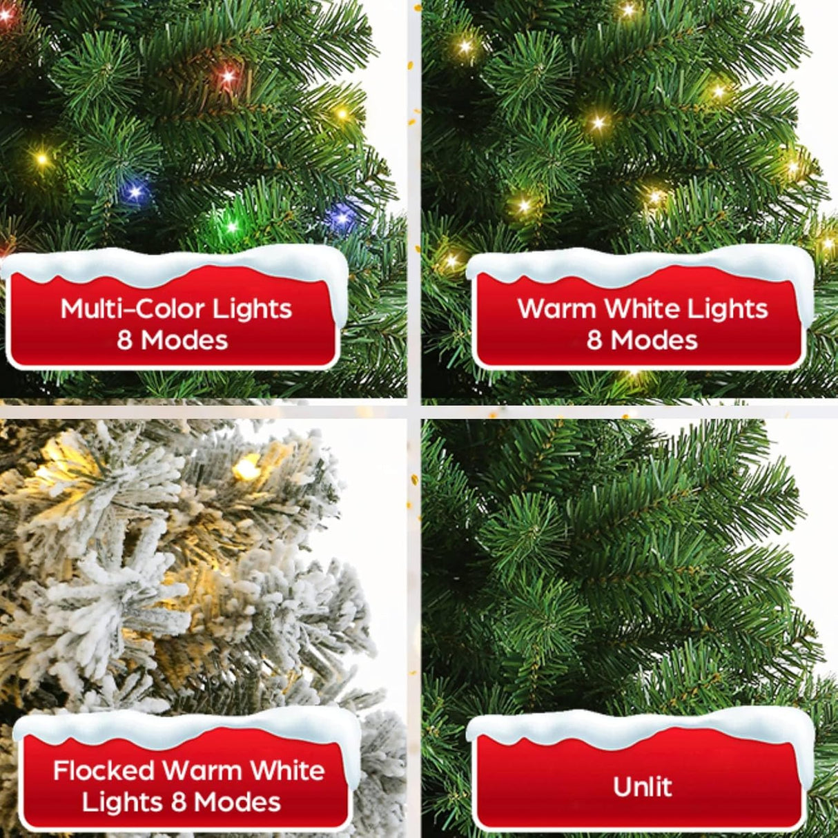 Árbol de Navidad Artificial 6ft con Luces, Premium, Modelo X