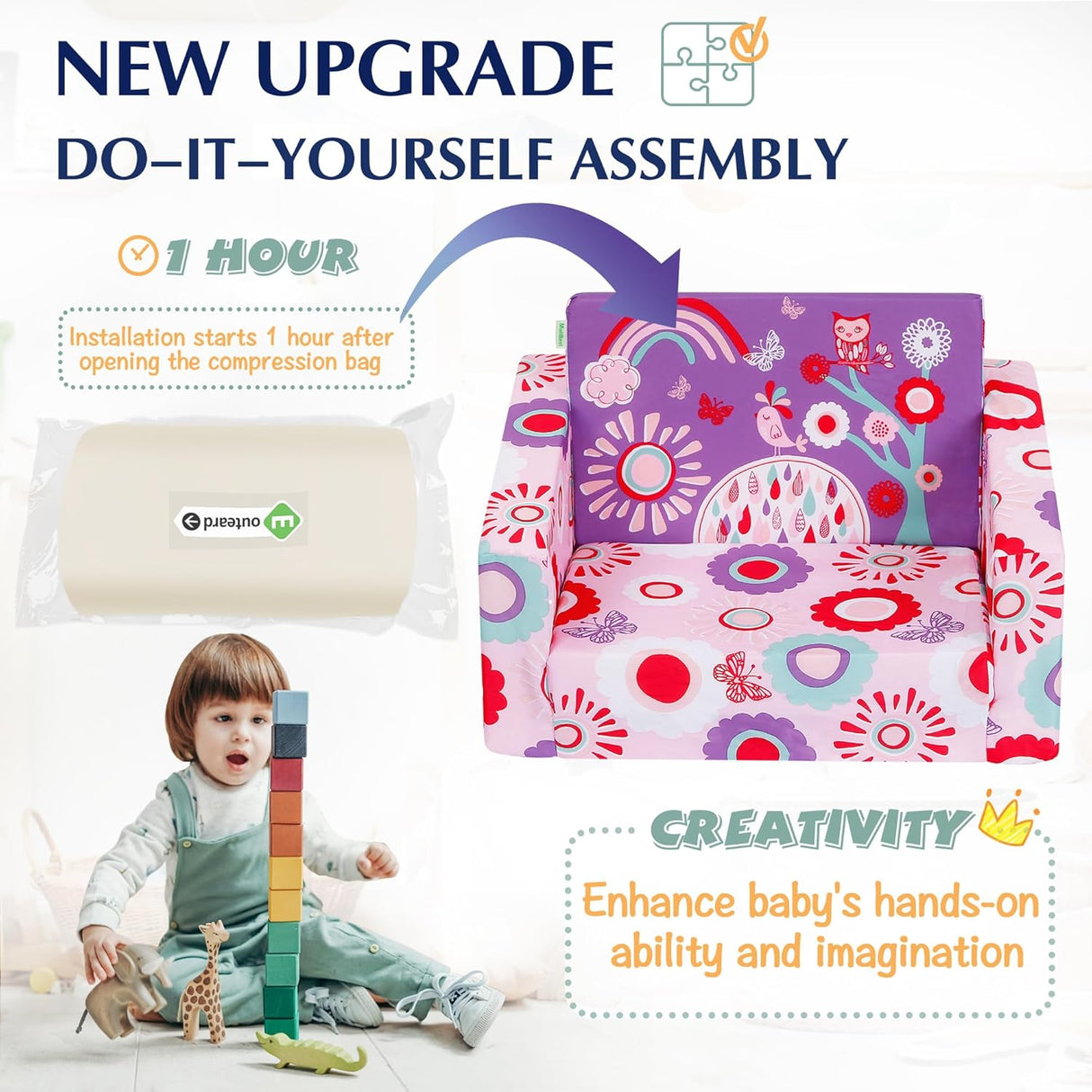 Silla tapizada y reclinable para niños y bebés MallBest