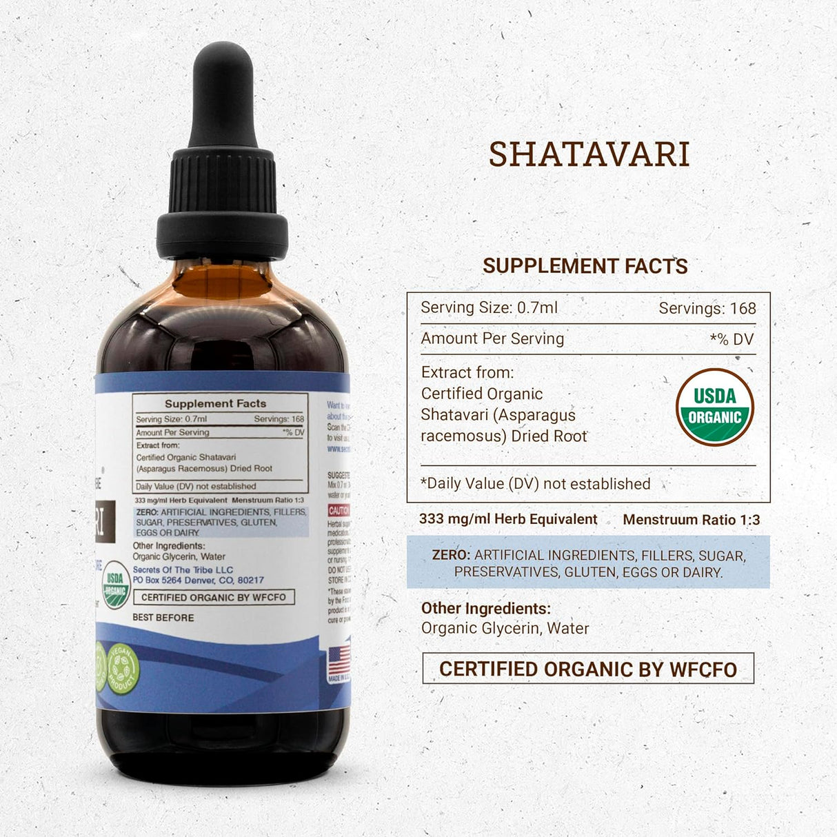 Suplemento Secrets of the Tribe Shatavari USDA Organic 4 oz