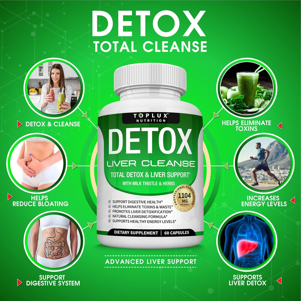 Suplemento y apoyo hepático de desintoxicación natural Toplux