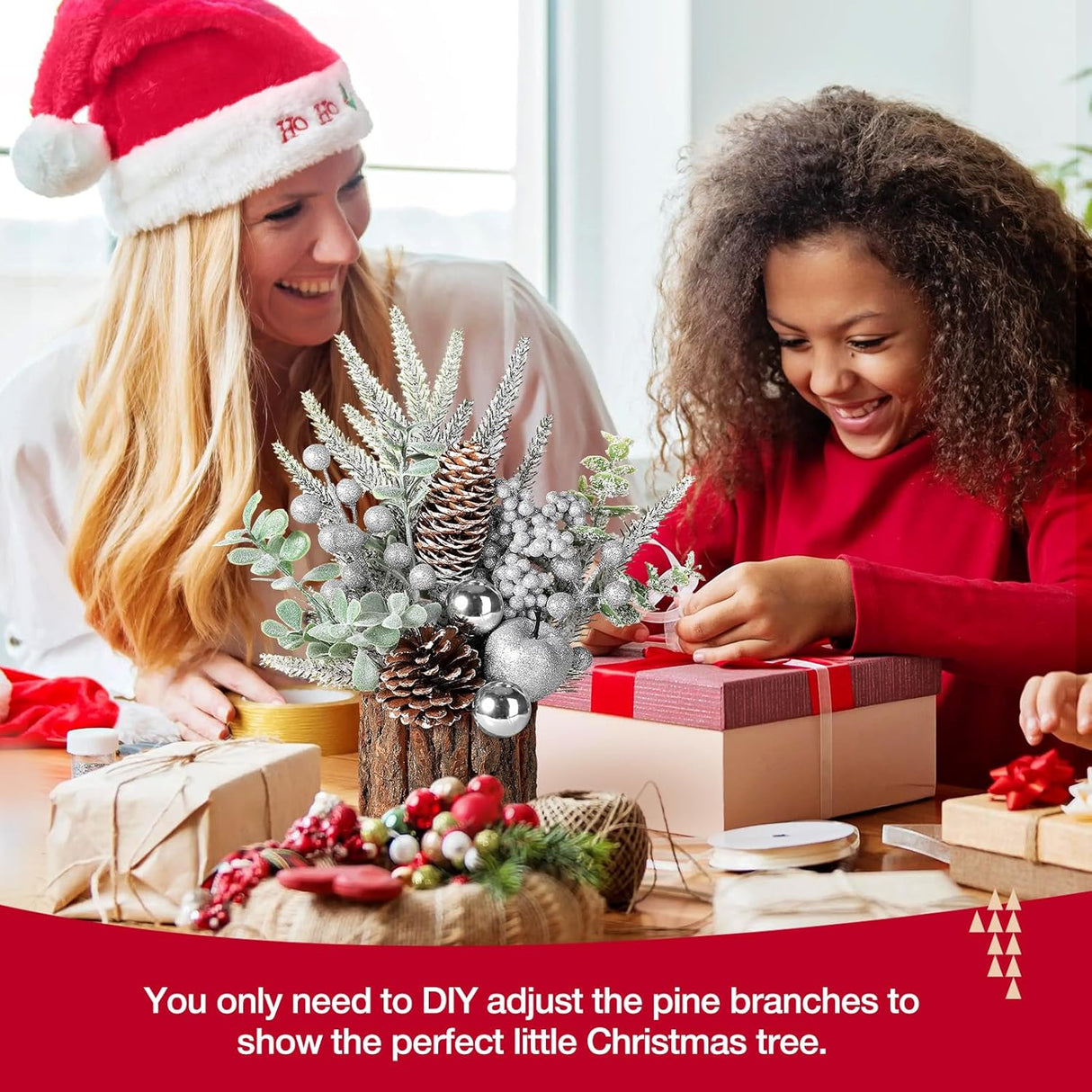 Árbol de Navidad Artificial Hatisan con Adornos y Piñas, Redondo