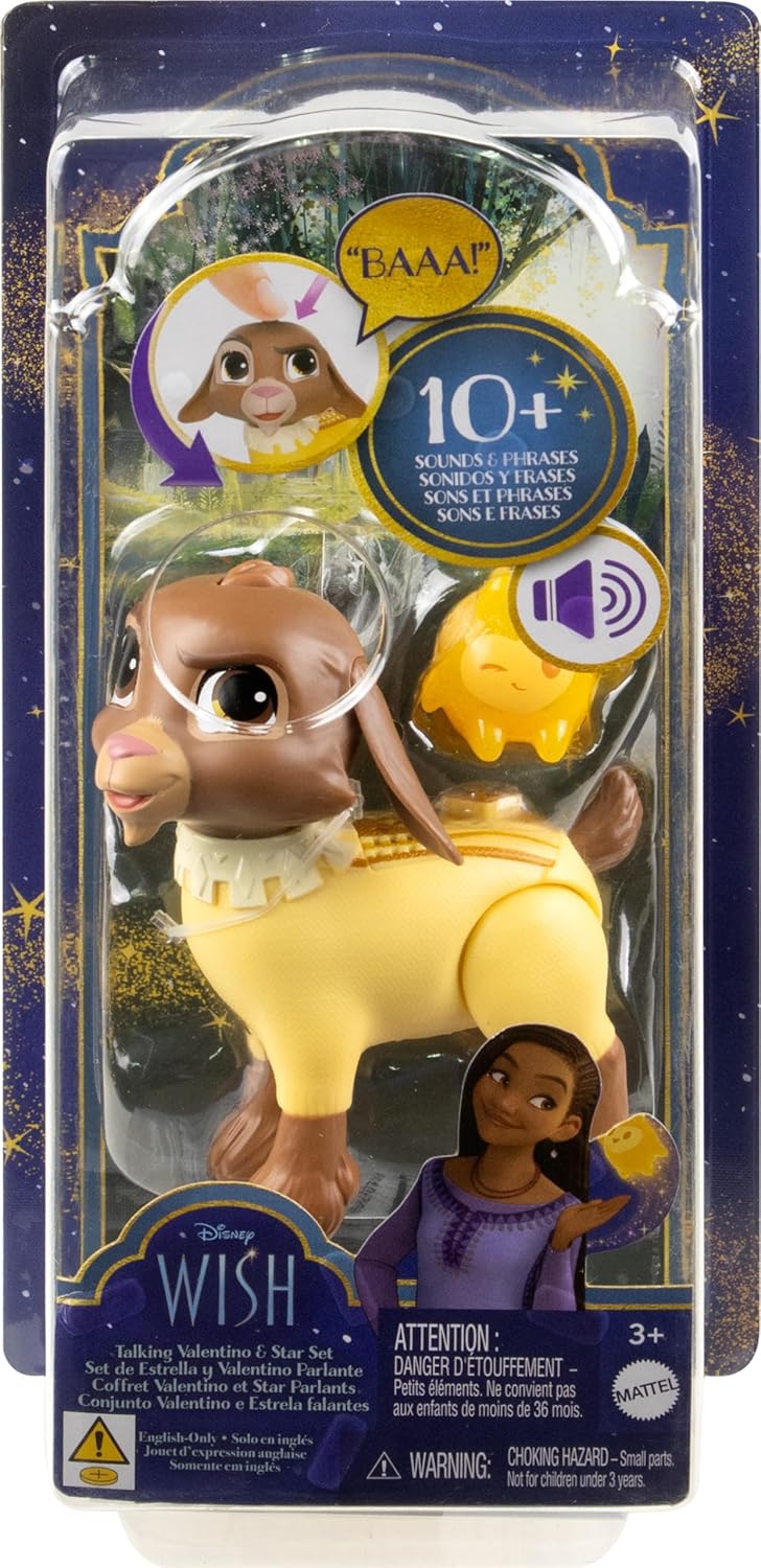 Muñeca Disney Wish Mattel, Valentino parlante, 10+ sonidos, flexible