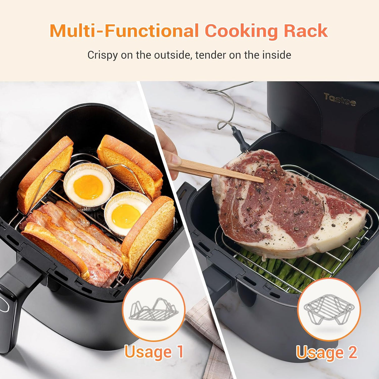 Freidora de aire Tastee 5.5QT, 8 en 1, 24 presets, digital