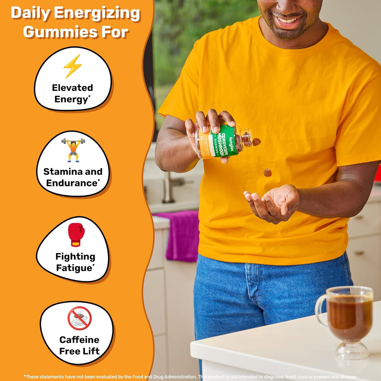 Suplemento Cordyceps Gomitas de hongos para adultos mango