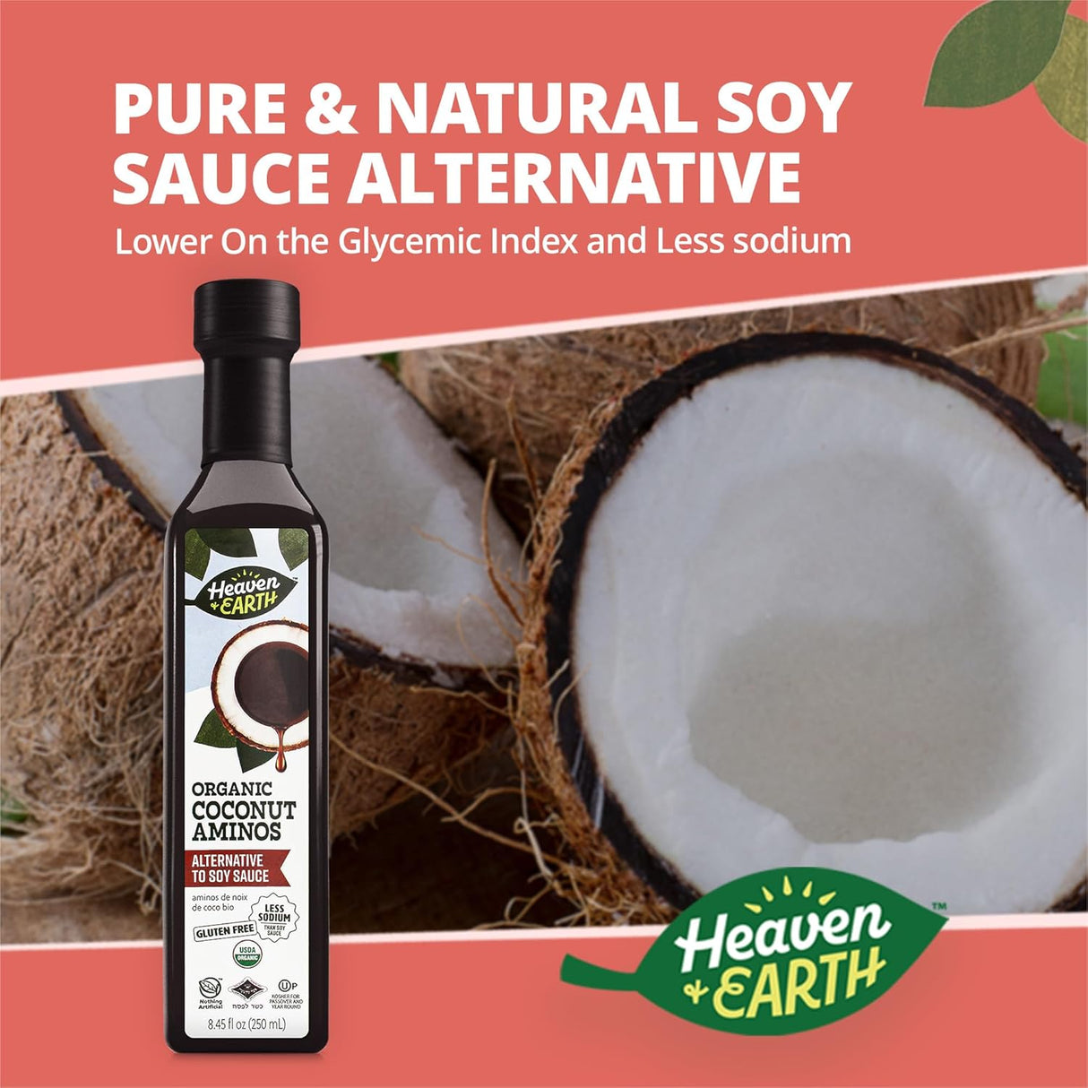 Aminos de Coco Heaven & Earth 8.4 oz, Sin Soja, Paleo, Kosher